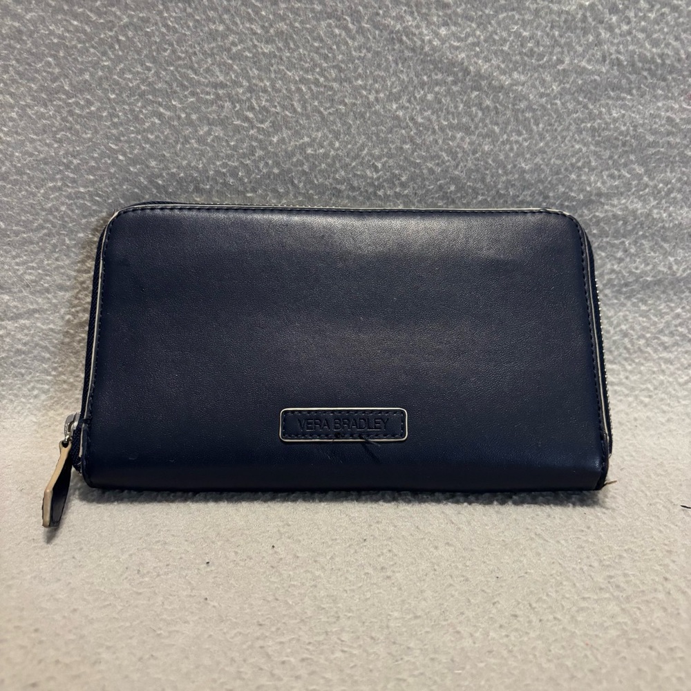 Vera Bradley Navy Blue Zip Around Accordion Wallet - Picture 1 of 9